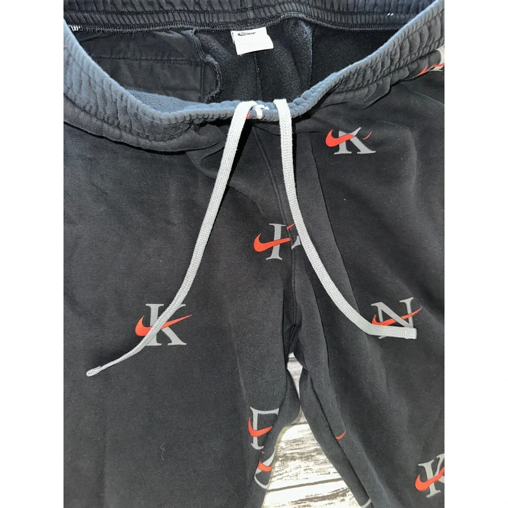Nike Sportswear Club AOP Fleece‎ Joggers Men large Black Red Gray Swoosh Pants